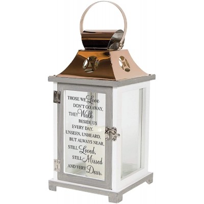 Carson Home Accents 57447 Walk Beside Us Memorial Remembrance Battery Powered Flameless Lantern with Automatic Timer White Copper