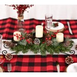 DearHouse Christmas Candle Holder Centerpiece,Pine Cones and Red Berry Table Centerpiece with 3 Candle Holders Table Accent Centerpiece for Festival Home Decoration 20x10x6.1L x W x H