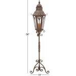 Deco 79 Metal Glass Lantern Stand 56 by 15-Inch