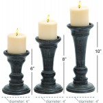Deco 79 Traditional Decor Distressed Dark Gray Wood Candle Holders Tall Candlesticks Accent Decor Table Decor | Set of 3: 4.5” x 10” 4.5” x 8” 4.5” x 6”
