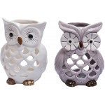 Decozen Lucky Owl Tea Light Holders Set of 2 use with T Light Candles in Vintage and Modern Interiors Home Decor Table Décor Console Table Side Table Living Room Guest Room Study Room Kitchen Decor