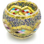 Eabhle Turkish Mosaic Glass Tea Light Holder Votive Candle Holders Party Decor Magic Lamp Shades for Home Turkish Rainbow