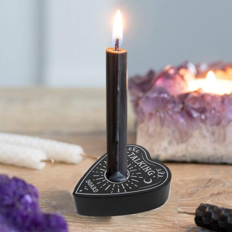Ebros Occult Wicca Ouija Spirit Board Planchette Heart Shaped Decorative Small Candle Stick Holder Figurine Occultism Spiritualism Supernatural Accent Decor 2