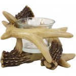 Ebros Set of 2 Wildlife Rustic Buck Elk Deer Stag Entwined Antlers Votive Candle Holder Accent Figurines 5 Wide Nature Lovers Hunters Cabin Lodge Country Home Decorative Antler Candleholders