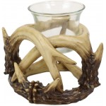 Ebros Set of 2 Wildlife Rustic Buck Elk Deer Stag Entwined Antlers Votive Candle Holder Accent Figurines 5 Wide Nature Lovers Hunters Cabin Lodge Country Home Decorative Antler Candleholders