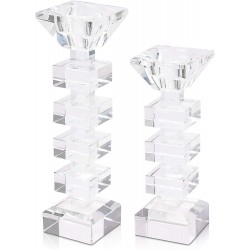 Elle’s Corner 2-in-1 Glass Taper Candle Holders and Tealight Candle Holders | Premium Set of 2 Modern Glass Candle Holders | Perfect for Dinner Décor Wedding Décor and Elegant Home Decoration