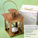 FASHIONCRAFT Mini Lantern Decorative Luminous Vintage Tea Light Candle Holders Ornaments Hanging or Table for Wedding and Home Decor Party Favor Bulk 4 x 2.3 x 2.3 Gold 12 Pack