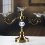 FENDOUBA Figurines Candle Holder with 3 Arms,Glass Candelabra Candlestick Holder Elegant Table Top Decoration and Home Décor Piece Kitchen Dining Room