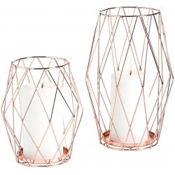 Fun Express Rose Gold Wire Candle Holders 2 Piece Set Wedding and Home Decor