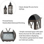 glitzhome 2 Pack Farmhouse Wood Metal Decorative Candle Lanterns Vintage Hanging Lantern for Patio Tabletop Black No Glass