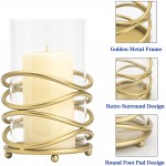 Gold Hurricane Glass Pillar Candle Holder Craftsmanship with Removable Glass for Halloween Christmas Thanksgiving New Year Wedding Party Anniversary Home Decor Gold