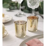 Gold Votive Candle Holders Mercury Glass Tealight Candle Holder Set of 12 Perfect Centerpieces for Wedding Party Home Decor