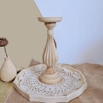 Homyl 2 Size Retro Table Wooden Candle Accents Candlesticks Home Decor
