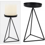 Homyl Candle Holder for Home Decor Candle Stand for Pillar Candle Metal Geometric Candlesticks Black L