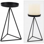 Homyl Candle Holder for Home Decor Candle Stand for Pillar Candle Metal Geometric Candlesticks Black L