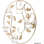 Hosley 16 Diameter Gold Leaf Medallion Wall Sconce 5 Tea Light Cups. Ideal Weddings Special Occasions Wall Decor Home Spa Aromatherapy Reiki Candle Garden. O9