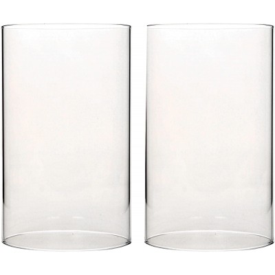Hosley Set of 2- 7 Inch High Clear Glass Hurricane Candle Holder or Sleeve. Wonderful Accent Piece for Coffee or Side Tables. Ideal Gift for Weddings Home and Events. O9