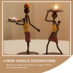 ibasenice 3pcs Metal Candle Holders Vintage Figurine Status Tealight Candle Stands Retro Iron Art Human Art Collective Candlestick Tabletop Candlescape for Home Office Decor Black