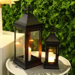 JHY DESIGN Set of 2 13''&19.5''Tall Outdoor Candle Lanterns Vintage Hanging Tower Lantern Metal Candle Holder for Garden Living Room Indoor Outdoor Parties Weddings BalconyBlack