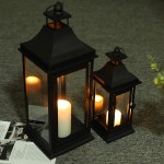 JHY DESIGN Set of 2 13''&19.5''Tall Outdoor Candle Lanterns Vintage Hanging Tower Lantern Metal Candle Holder for Garden Living Room Indoor Outdoor Parties Weddings BalconyBlack