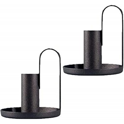 Jsmhh Pack 2 Black Taper Candlestick Holders Wrought Iron Metal Candle Holders,Simple Retro Vintage Candle Holders for Table Windowsill Counter Home Decor Accents Candle Holders Color : Type 1