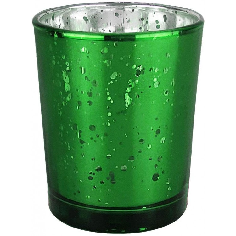 Just Artifacts Mercury Glass Votive Candle Holder 2.75 H 1pc Speckled Kelly Green -Mercury Glass Votive Tealight Candle Holders for Weddings Parties and Home Décor