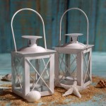 Kate Aspen Luminous Metal Mini Lanterns Vintage Teal Light Candle Holders White