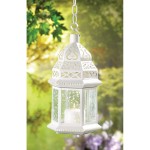 Koehler Home Decor Outdoor Garden Accent Large White Moroccan Candle Holder Lantern