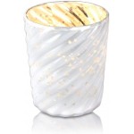 Luna Bazaar Royal Flush Mercury Glass Tealight Votive Candle Holders Assorted Designs and Sizes for Weddings Events Parties and Home Décor Ideal Housewarming Gift Set of 4 Pearl White