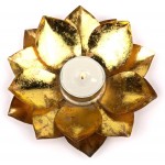 Metallic Lotus Candle Holder Candle Holder Decorative Gold Color Platted Floral Iron Tea Light Holder for Home Decor Rustic Vintage Look Tea Light Holder 6 W x 6 L