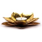 Metallic Lotus Candle Holder Candle Holder Decorative Gold Color Platted Floral Iron Tea Light Holder for Home Decor Rustic Vintage Look Tea Light Holder 6 W x 6 L