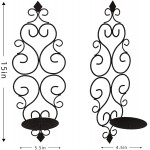 Mixvisa Iron Wall Candle Holder Metal Wall Decor Candle Sconces Set of Two Modern Hanging Wall Mounted Candle Holders Wall Decorations for Living Room Dining Room Bathroom Black Set of 2