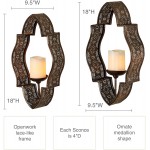 Molli Ornate Openwork Wall Sconces Bronze Pair Handcrafted Metal Elegant Sconce Decor Candle Holders for Bedroom Bathroom Living Room Set of Two