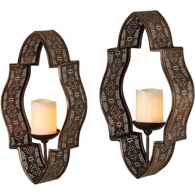 Molli Ornate Openwork Wall Sconces Bronze Pair Handcrafted Metal Elegant Sconce Decor Candle Holders for Bedroom Bathroom Living Room Set of Two