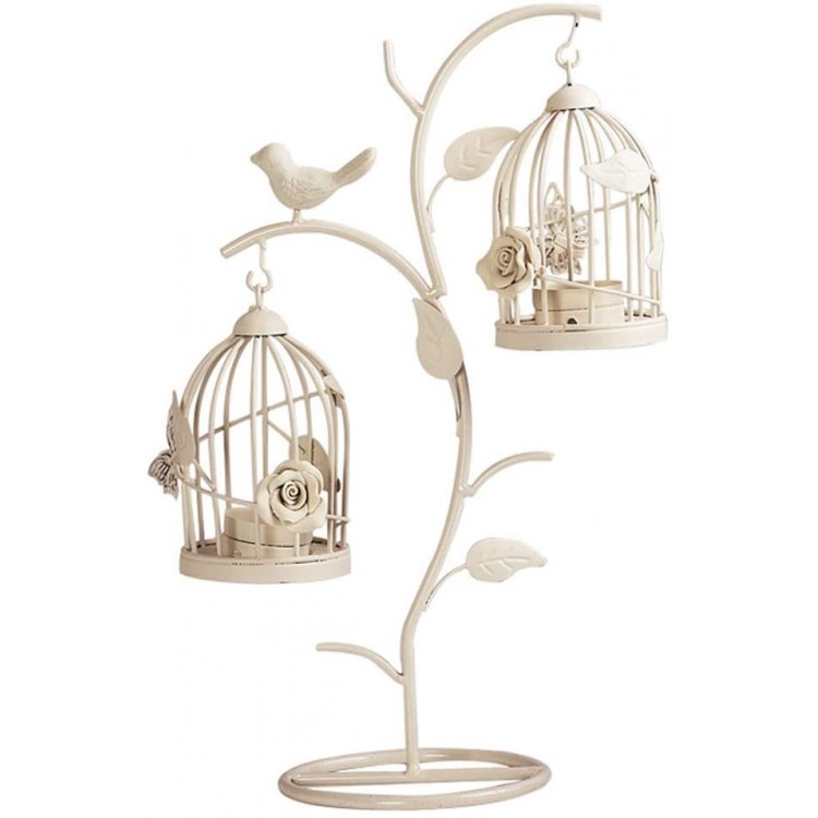 Moroccan Style Candle Stick Candleholder Vintage Tea Light Candle Holder Hollow Bird Cage Candlestick Wedding Decor Gifts White M