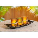 Natural Candlescape Set 3 Decorative Candle Holders Rocks and Tray