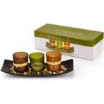 Natural Candlescape Set 3 Decorative Candle Holders Rocks and Tray