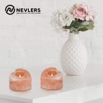 Nevlers 2 Pack All Natural Handcrafted Himalayan Salt Tealight Candle Holders Heart Shaped Design Great Enhancement to Your Home Décor Great Gift for Your Loved Ones