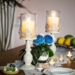 Nuptio Pcs of 2 Vintage Metal Pillar Candle Holder Antique Hurricane Candlestick with Glass Screen Cover Accent Display for Home Wedding Candlelight Dinner Decoration L+L