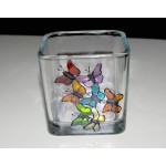 Rainbow Butterfly Hand Painted Stained Glass Candle Holder Home Decor