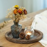 Romadedi Rustic Wooden Tray Candle Holder Small Decorative Plate Pillar Candle Tray Wood for Farmhouse Dinning Table Kitchen Countertop Coffee Table Organizer Home Decor Wedding Centerpiece 12inch