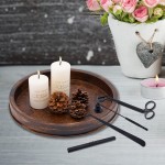 Rustic Metal Candle Holder Tray Round Imitation Wood Decorative Plate Table Decoration Home Decor Accessories for Wedding Coffee Table and Farmhouse Dining Table Small
