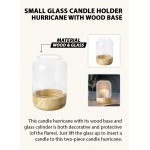 Serene Spaces Living Small Glass Candle Holder Hurricane with Wood Base Decorative Accent for Wedding Party Event Home Decor Measures 7 Tall and 4.5 Diameter
