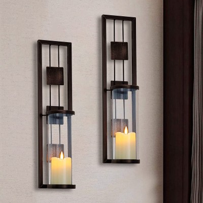 SHELVING SOLUTION Wall Sconce Candle Holder Metal Wall Decorations for Living Room Bathroom Dining Room Set of 2