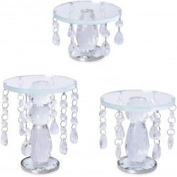 Shop LC Women Set of 3 Transparent Crystal Drop Charm Pillar Calm Scented Candles Holder Christmas Home Decor Gifts