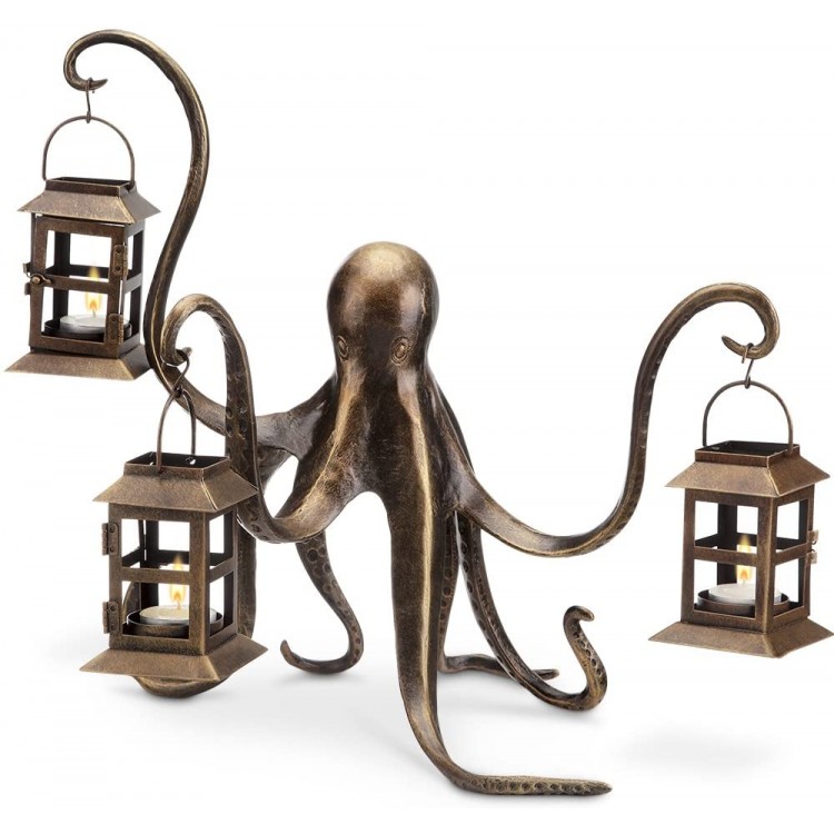 Spi Home Octopus Lantern,Brown,13.5 x 18 x 15