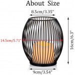 Sziqiqi Cage Candle Holder with Battery Operated Pillar Candle in Wire Cage Decorative Candle Lantern for Table Centerpiece Home Mantel Fireplace Patio Entryway Foyer Decoration Black 6.2in