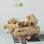 Sziqiqi Handmade Wooden Tea Light Candle Holder with Glass Cup Rustic Country Coastal Style for Farmhouse Home Decoration Home Altar Decoration Holoday Wedding Decoration