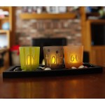 Tealight Decorative Candle Holders by Exultimate Hope Love Joy Design Candle Tray Set with Mahogany Colored Tray and Colored Beads Included a Sophisticated Accent for Any Decor Candle Holder
