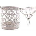 Tealight Holder,Small Vintage Candle Lantern Decorative Metal Candle Holders for Hanging or Table Top Home Decor Wedding Party Accessories,White,5.5 inch Height
